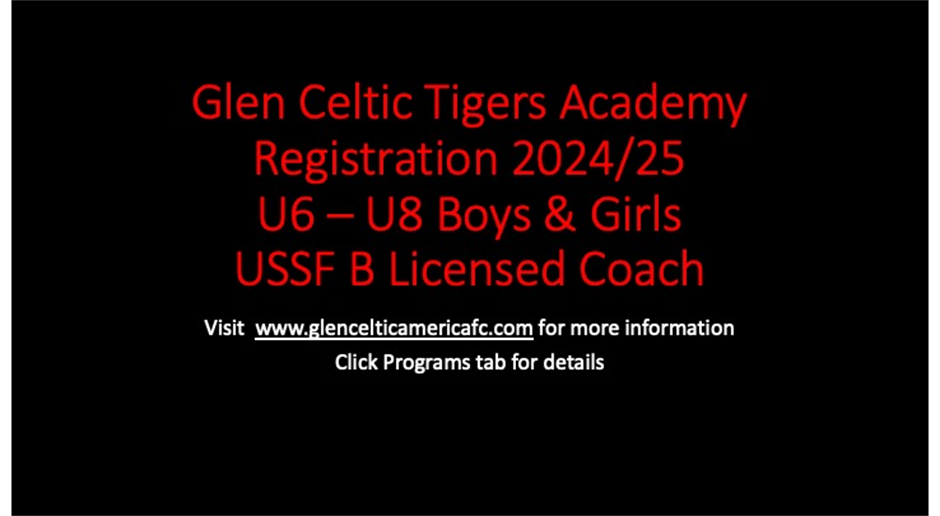 Glen Celtic Tigers Academy Registration 2024/25